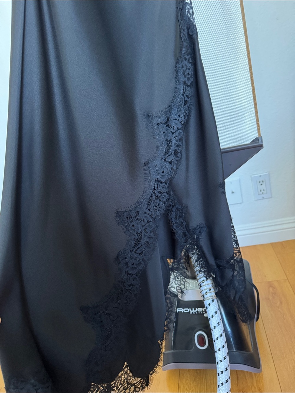Zara Black Slip Dress with Lace Trim - Picture 2 of 5